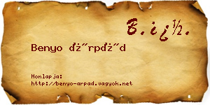 Benyo Árpád névjegykártya
